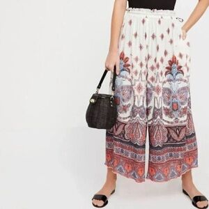 NWT Free People Gold Dust Printed Wide-Leg Pants